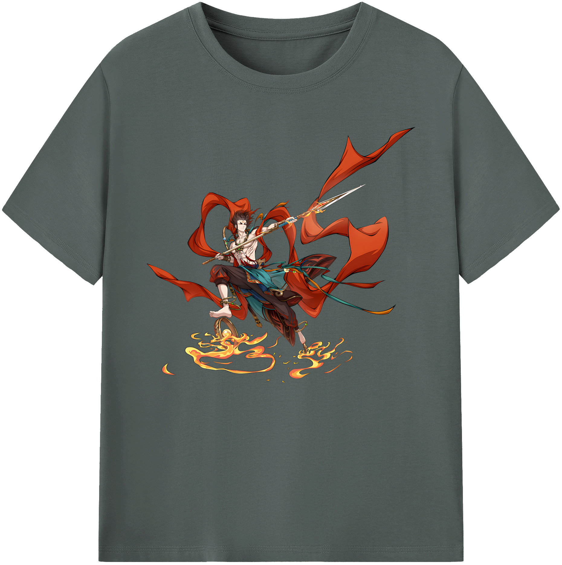 （画像用） Ne Zha 2 ナタ 魔童の大暴れ 綿100％ メンズ半袖Tシャツ｜肌触りやわらか＆通気性